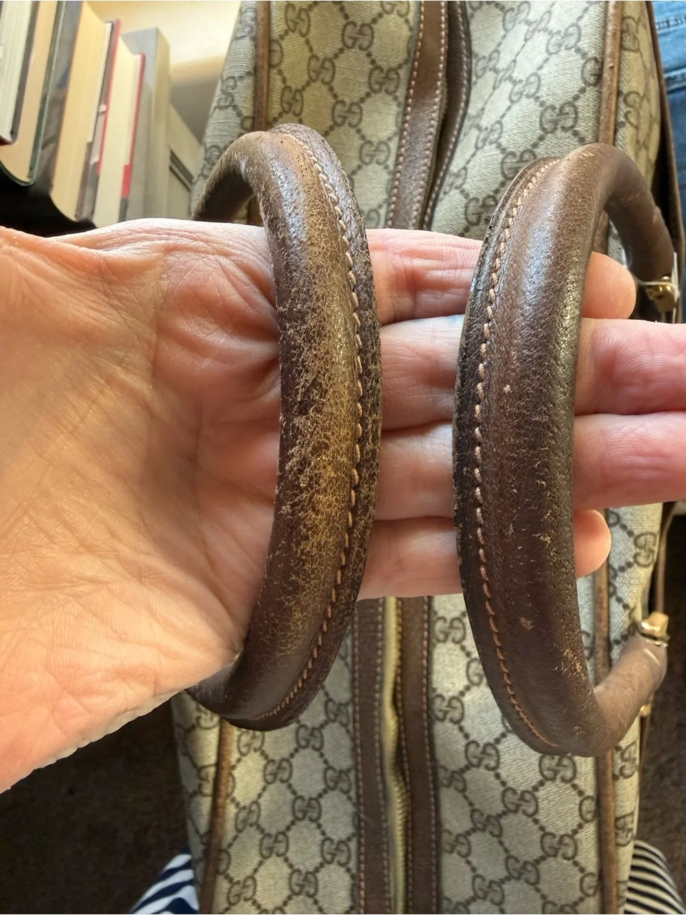Gucci Beige and Brown GG Monogram Top-Handle Tote restoration project